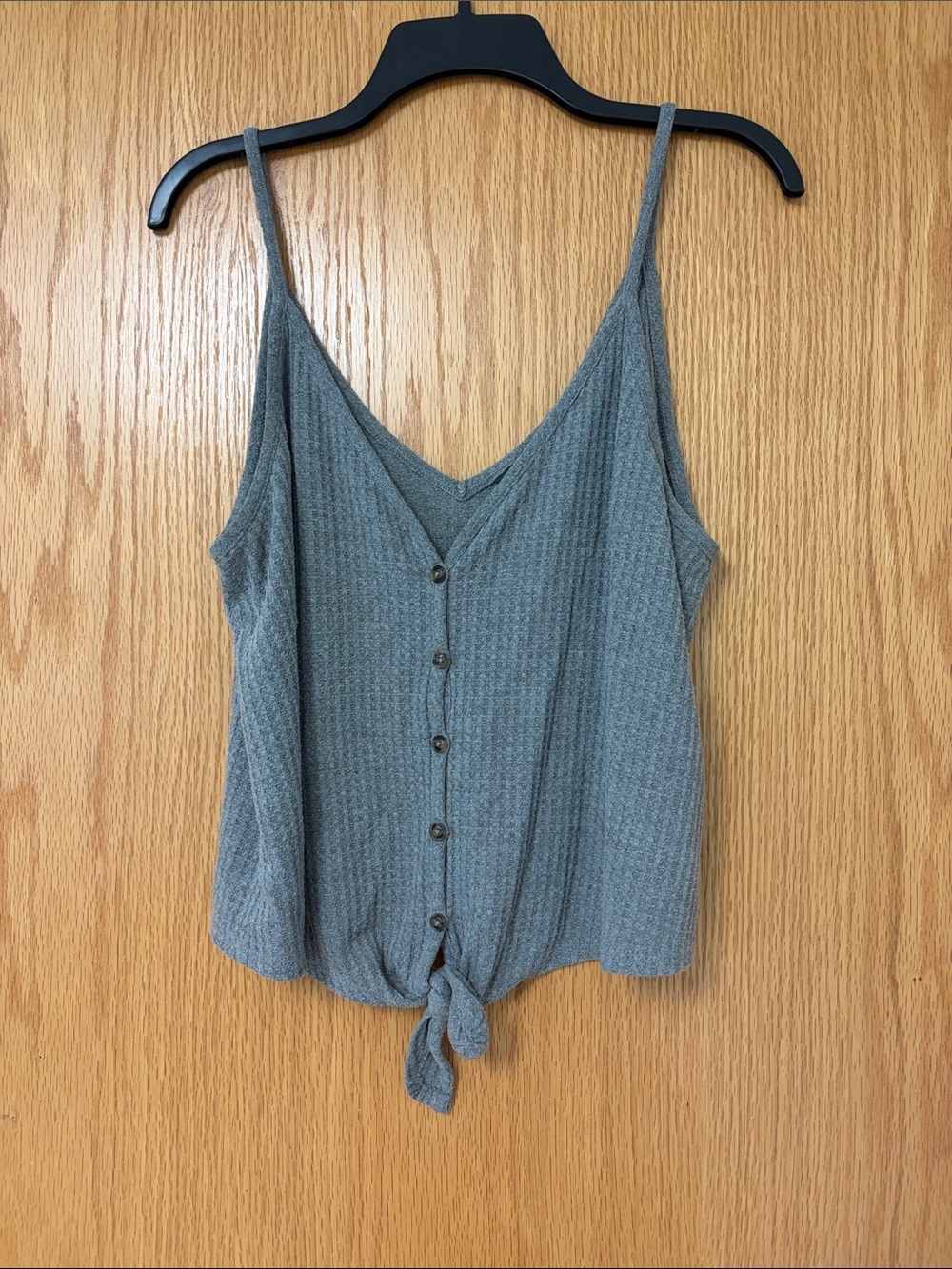 Wild & Fable Gray Knit Button-Front Tie Cami | L